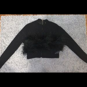 Black Feather Crop Top